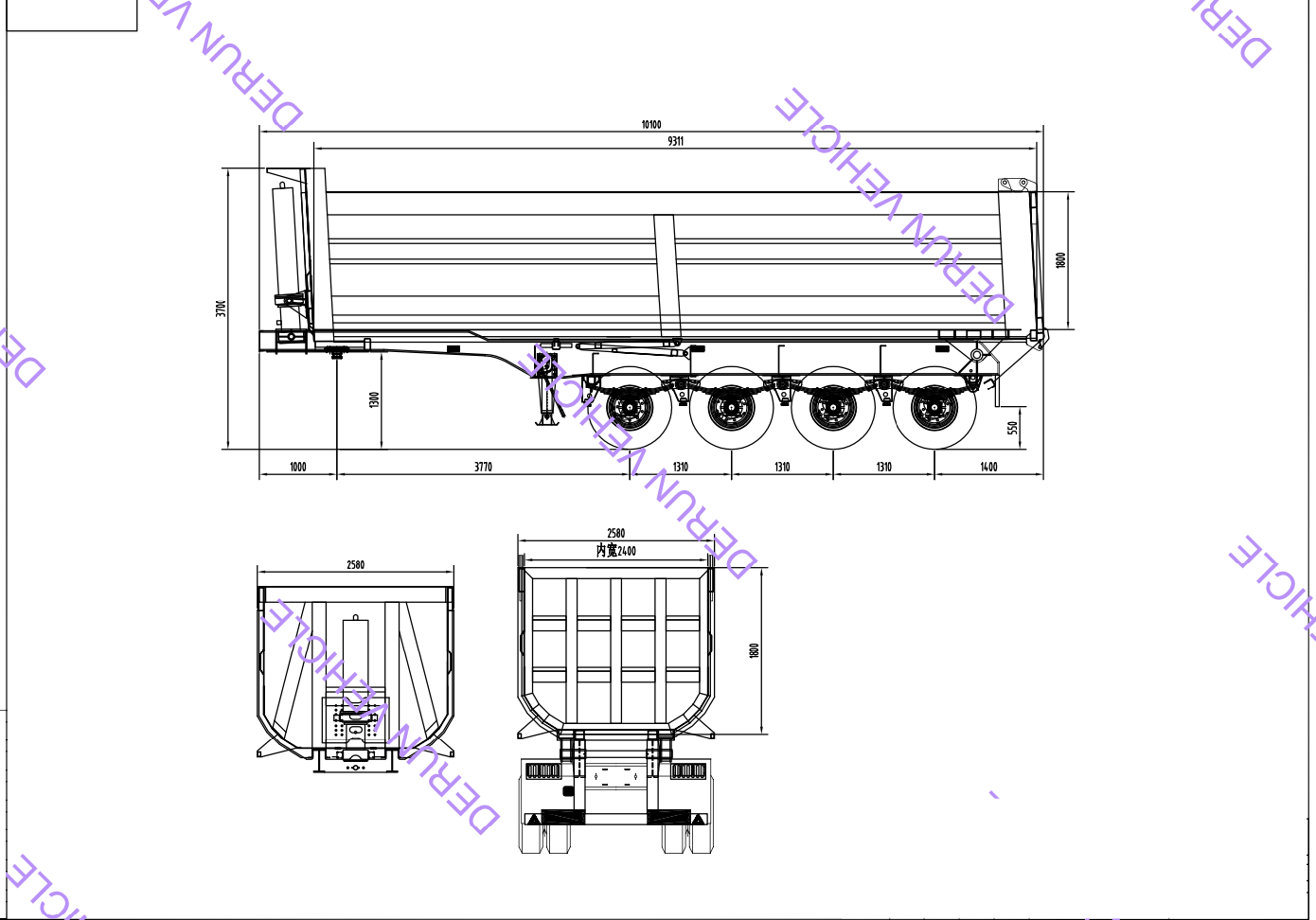 Disegno del semifuller dump posteriore