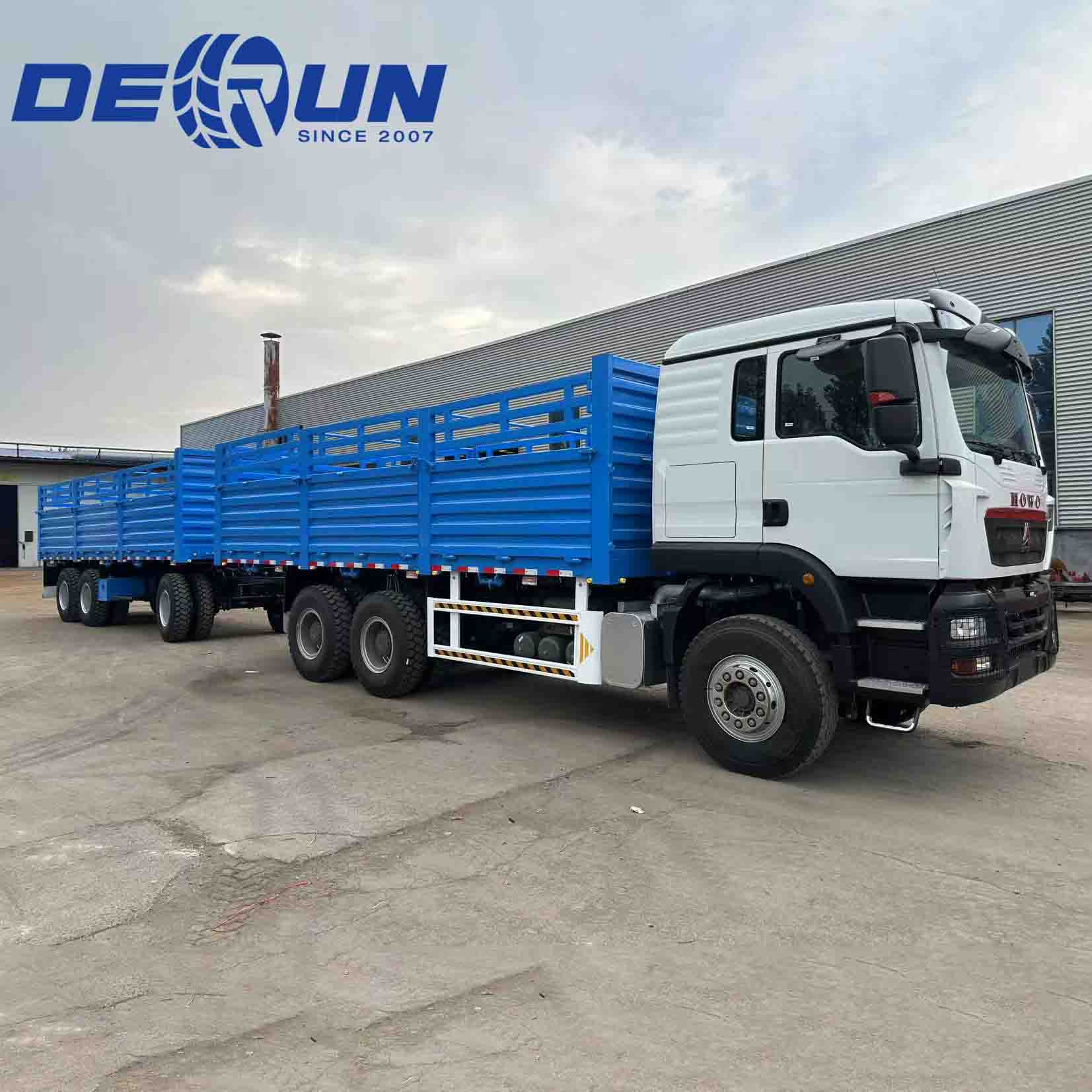 Sinotruk howo tx 6x4 camion cargo con rimorchio di barra da 3 assi